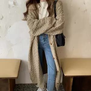 브이넥 여성 꽈배기 루즈핏 롱가디건 와이드 클래식 겨울 여리여리 꽈배기 오버핏 볼레로 니트 가을 여성