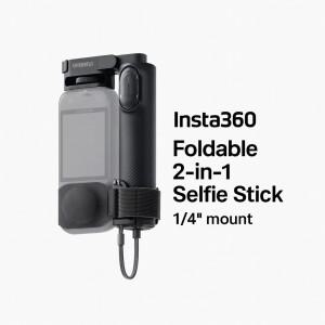 인스타360 접이식 2-in-1 셀카봉 삼각대 (1/4인치) 휴대용 포켓 디자인, X5 X4 X3용 리모컨 옵션이 있는 보