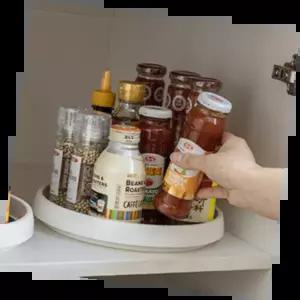 회전트레이 다용도 주방 정리 용품 공간 절약 실용적 디자인 회전형 수납 도구