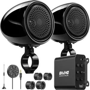 에호 4인치 모터사이클 스피커 블루투스 방수 핸들바 시스템 앰프 와이어 컨트롤 FM USB 할리 ATV 스쿠터