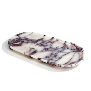 내추럴 마블 트레이, 커피 테이블, 음식, 과일, 종이컵, 케이크 디스플레이, 바, 가족 모임, 시즌 홀리데이 장식 트레이(비올라-오발-11 x5 x0.7)