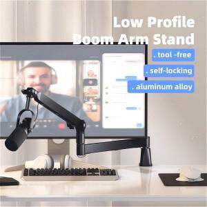 로우 프로파일 마이크 암 360 ° Fifine AM8 K669B Blue Yeti HyperX용 회전식 붐 암 스탠드 클립 어댑터