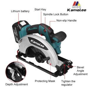 Kamolee 무선 충전 7인치 원형톱 6000mA 브러시 없는 배터리 목공톱 공구 호환 Makita18V-21V