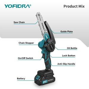 요피드라 6인치 전기톱 무선 체인톱 정원용 가지치기 목재 절단 공구 (마키타 배터리 핀용)