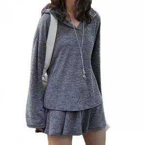 여성 긴팔 후드 치마형 반바지 트레이닝복