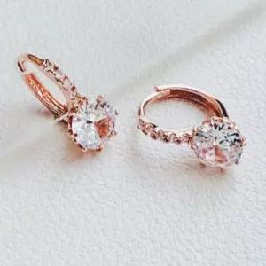 클래식 미니 8프롱 큐빅 원터치 링 귀걸이