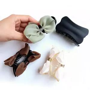 귀여운 투 리본 헤어 집게핀 여성 똥머리 올림머리 포인트 헤어 액세서리