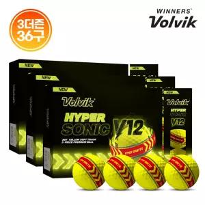 (3더즌36구) 볼빅 골프공 하이퍼 소닉 V12 라이트닝 옐로우 360 고반발 컬러볼 3피스