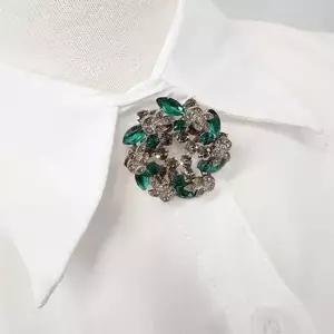 코사지 브로치 큐빅 꽃모양 여성 꽃모양 큐빅 남방 블라우스 스카프