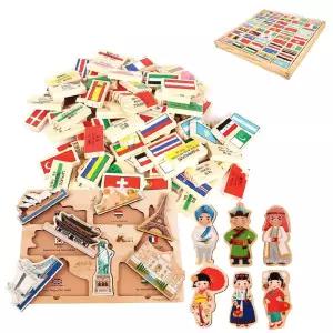 어린이교구 세계문화퍼즐3종+수도국기100p도미노 인기 놀이학습 세계지도