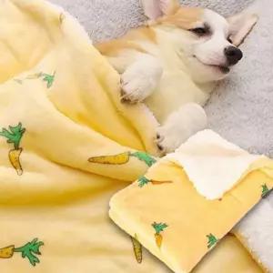 강아지 담요 고양이 담요 극세사 양털 반려동물 겨울 당근 패턴
