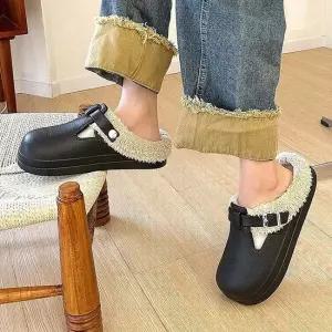 인기상품 여자 겨울 버클 퍼안감 블로퍼 캐주얼 뮬신발 [WFLHJJN_260208]