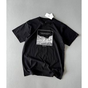 보너스 SNOW PEAK 남녀공용 코튼 프린트 반팔 티셔츠 레저 야외 캠핑 스노우 피크 타이드 여름