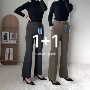 원쁠원 여성 기모 부츠컷 하이웨스트 키작녀 겨울 히든밴딩 슬랙스