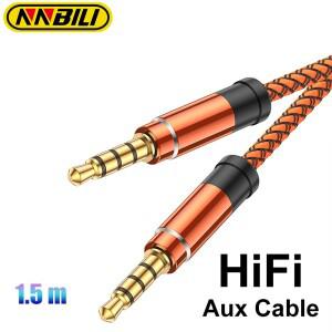 NNBILI 3.5mm 잭 오디오 1.5m 케이블 나일론 브레이드 자동차 AUX 헤드폰 확장 코드 휴대폰 MP3 헤드셋 스
