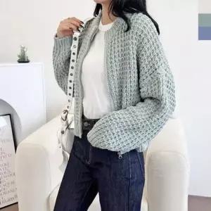 2L 877QIR48 UND 5048 여자와플 니트자켓 집업 여자상의 여성상