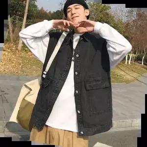 캐주얼남자패션 남자 조끼 오버핏 셔츠 외투 박시핏 아우터 루즈핏