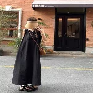 여성 봄 가을 민소매 뒷트임 롱원피스 A라인 원피스 (KYR-WE8927E)