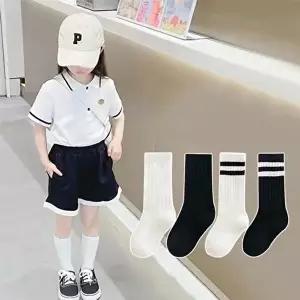 두줄무지 아동 니삭스 양말 4종세트(M-L) 205411-WED34B3