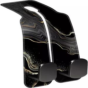 지갑용 AEWNUNK 1팩 카시트 헤드레스트 후크 마블 블랙 홀더 부착 메탈 걸이 지갑 액세서리 추상 더블 골든