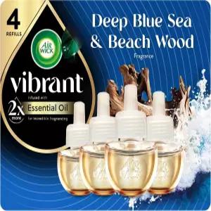 에어윅 활기찬 향 오일 리필 에센셜 주입 가정용 방향제 플러그 블루 씨 앤 비치 우드 4 ct