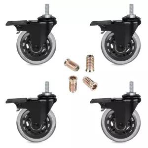 히레이트 나사산 스템 캐스터 51618UNC 브레이크 헤비 나사 잠금 안전 장치가 세트 있는 가구 카트용 듀티