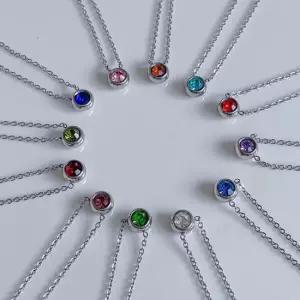 원형 탄생석 펜던트 목걸이 여성 데일리 쥬얼리 선물용 패션목걸이 초커목걸이