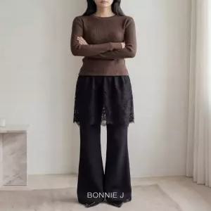 [보니제이]보니제이 유니크 랩 스커트 팬츠 블랙 레이스 밴딩 치