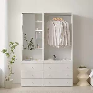 마르체 폴라 1400 거울 서랍 키큰 옷장 세트 BOW571