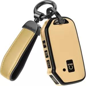 기아 키포브 커버 액세서리 - 무광 TPU 커버에 가죽 키체인이 적용된 텔루라이드 카니발 K5 GT 라인 포르테