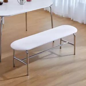 [베스트리빙] 모던 미드센츄리 오프셋 크롬 타원형 벤치의자(단품)