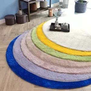 비비드 항균 롱파일 극세사 원형 카페트 침실 거실 러그 150R
