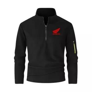 혼다 오토바이 긴팔 스탠드업 하프 집업 스웨트셔츠 두껍고 따뜻한 탑 가을 및 겨울 재킷