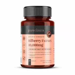 Pureclinica 빌베리 추출물 10,000mg x 180정 (6개월 분량) - 10배 더 많은 안토시아니딘 플러스 태블릿 당