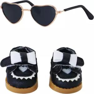 17cm 인형 의류 액세서리 세트 보타이가 달린 미니 패셔너블한 소형 가죽 신발 및 안경 투피스