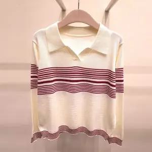 [NS홈쇼핑][샵앤] 여성 슬릿 카라넥 세인트 배색 긴팔 니트티 21DS-WKN-5131-레드..