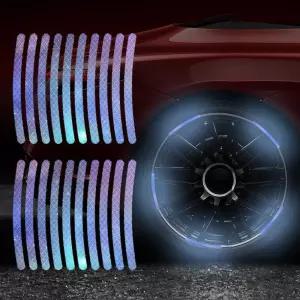 레니튜터 40PCS 반사형 자동차 휠 스트라이프 (갤럭시) 데칼 장식 트럭 오토바이 림 안전 스티커 타이어