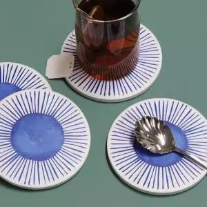 소품받침 원형 세라믹 코스터 작은 바다 세트