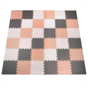 밸런스 프롬 36팩 12x12인치 EVA 연동 폼 플레이 타일 매트, 크림 / 그레이 베이지 u2013 0.4인치 두꺼운 미끄럼 방지 퍼즐 바닥재, 36평방피트의 놀이방, 원 또는 집에서 플레이펜 사용 가능