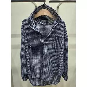 [하프클럽/샵앤]여성 봄신상 고방체크 후드 블라우스 셔츠 21DS-WBL-5126-네이