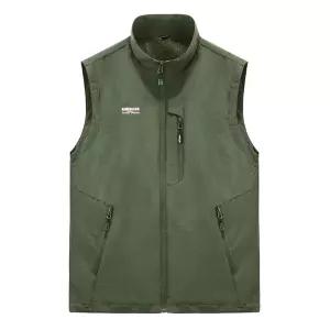 남성 봄가을 얇은 캐주얼 조끼 나시 아우터 하이넥 멀티포켓 심쿵빛