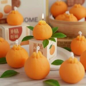 팡다 6개 오렌지 향초 2.7인치 미니 과일 생일 양초 선물 파티 장식, 소이 왁스 크리스마스 욕실 홈 요가 스파