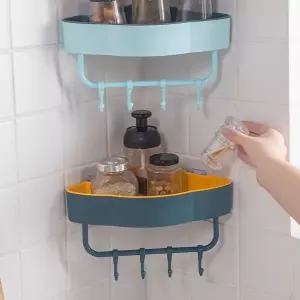 욕실 무타공 선반 접착식 욕실정리선반 샤워실 화장실 코너 선반 수납 플라스틱 물빠짐 수납함 다용도