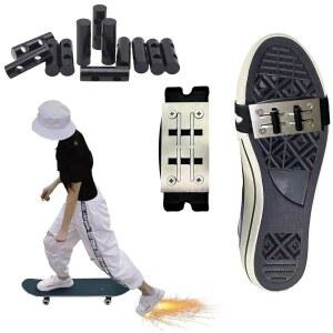 스케이트보드 마찰 스파크 패드 신발 서핑보드 밑창 플린트 부츠 커버 조절 가능한 롱보드 슬라이더 플레이트 파티네타스 액세서리 야외 도구(1*신발 + 8*플린트 패드)