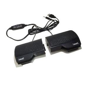 CastomFZ 미니 컴퓨터 스피커, 컴퓨터, TV, PC, 노트북, 블랙용 와이어 커넥터가 있는 데스크탑 스피커