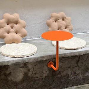 벽부착테이블 원형 카페 틈새 라운드 활용 붙박이 스텐 화분 레드35cm 미니 블랙