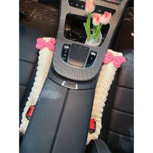 백미러커버 네비보호커버 리본룸미러커버 실내 라인 여성 차장식용품 전기차장식용품 구름 폼폼