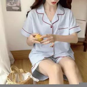 [라일리여성언더웨어] Rly 썸머 스트라이프 파자마세트 반바지 여름 반팔 여