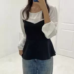 [아이우먼] 튤립브이배색블라우스 YPQ539M602 빅사이즈_P417312245