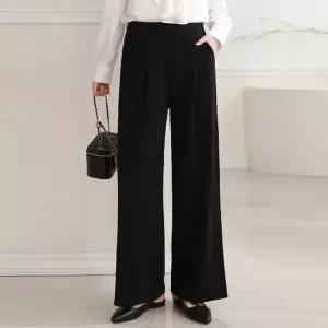 여성 국산 뒷밴딩 스판 무지 핀턱 와이드 일자 슬랙스 바지 정장 팬츠 -WPN0550- 봄 여름